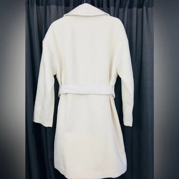 “Guess” - Cream Snow White Belted Trench Coat (Sustainable Wool Garment) NWT - Picture 10 of 15